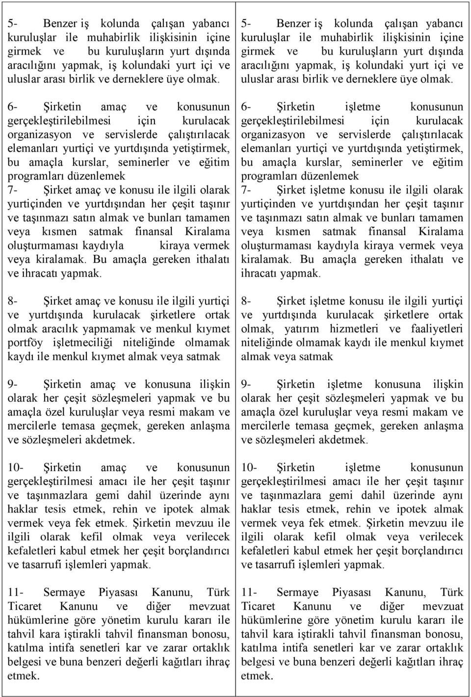 6- Şirketin amaç ve konusunun gerçekleştirilebilmesi için kurulacak organizasyon ve servislerde çalıştırılacak elemanları yurtiçi ve yurtdışında yetiştirmek, bu amaçla kurslar, seminerler ve eğitim