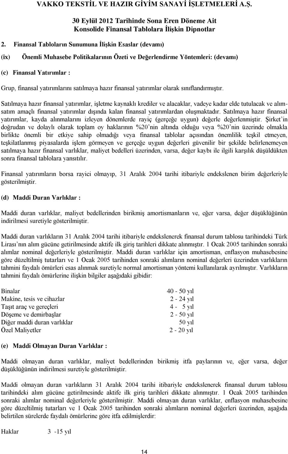 Satılmaya hazır finansal yatırımlar, işletme kaynaklı krediler ve alacaklar, vadeye kadar elde tutulacak ve alımsatım amaçlı finansal yatırımlar dışında kalan finansal yatırımlardan oluşmaktadır.