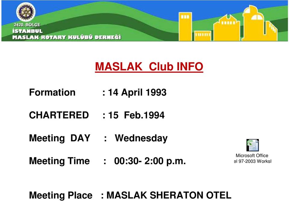 1994 Meeting DAY : Wednesday Meeting Time :