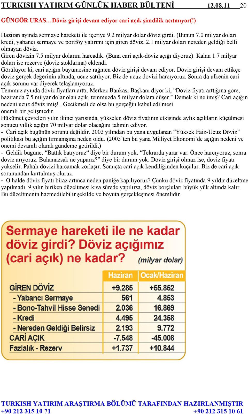 (Buna cari açık-döviz açığı diyoruz). Kalan 1.7 milyar doları ise rezerve (döviz stoklarına) eklendi. Görülüyor ki, cari açığın büyümesine rağmen döviz girişi devam ediyor.