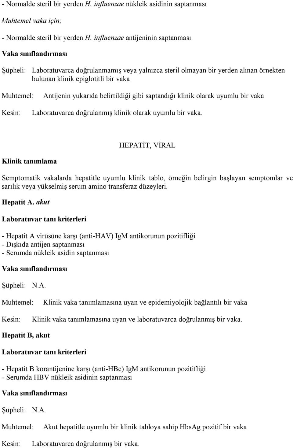 saptandığı klinik olarak uyumlu bir vaka HEPATİT, VİRAL Semptomatik vakalarda hepatitle uyumlu klinik tablo, örneğin belirgin başlayan semptomlar ve sarılık veya yükselmiş serum amino transferaz