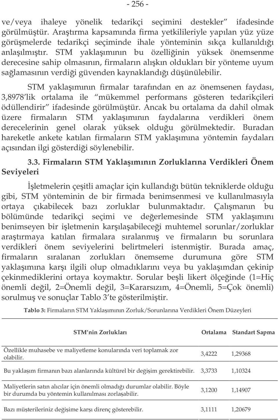 STM yaklaımının bu özelliinin yüksek önemsenme derecesine sahip olmasının, firmaların alıkın oldukları bir yönteme uyum salamasının verdii güvenden kaynaklandıı düünülebilir.