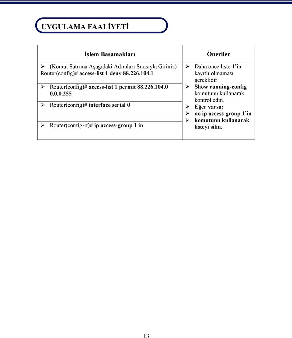 .1 Router(config)# access-list 1 permit 88.226.104