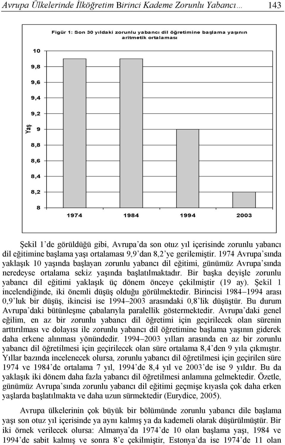 1974 Avrupa sında yaklaşık 10 yaşında başlayan zorunlu yabancı dil eğitimi, günümüz Avrupa sında neredeyse ortalama sekiz yaşında başlatılmaktadır.