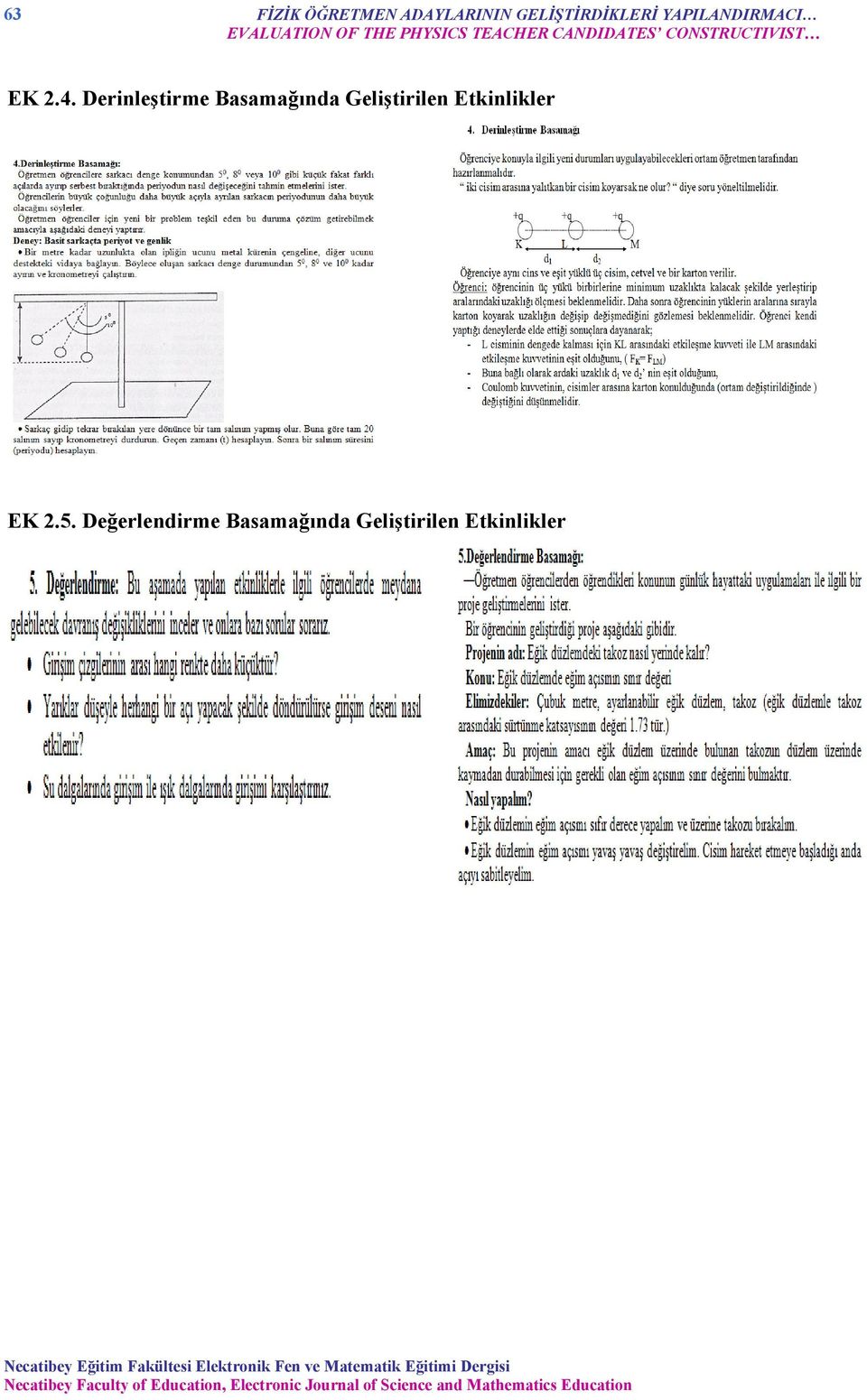 Değerlendirme Basamağında Geliştirilen Etkinlikler Necatibey Eğitim Fakültesi Elektronik Fen ve