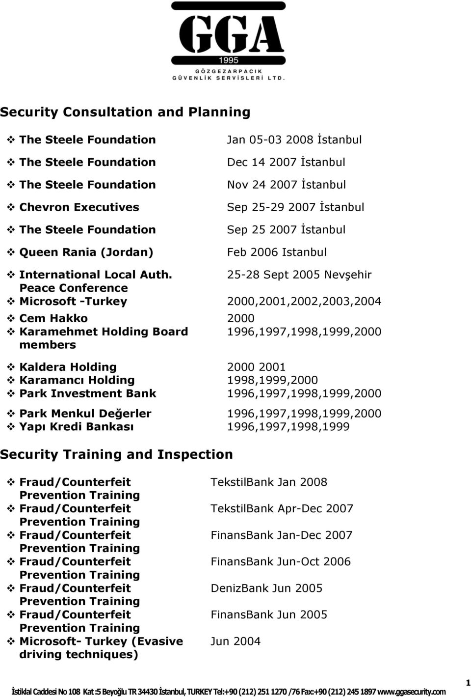 25-28 Sept 2005 Nevşehir Peace Conference Microsoft -Turkey 2000,2001,2002,2003,2004 Cem Hakko 2000 Karamehmet Holding Board 1996,1997,1998,1999,2000 members Kaldera Holding 2000 2001 Karamancı