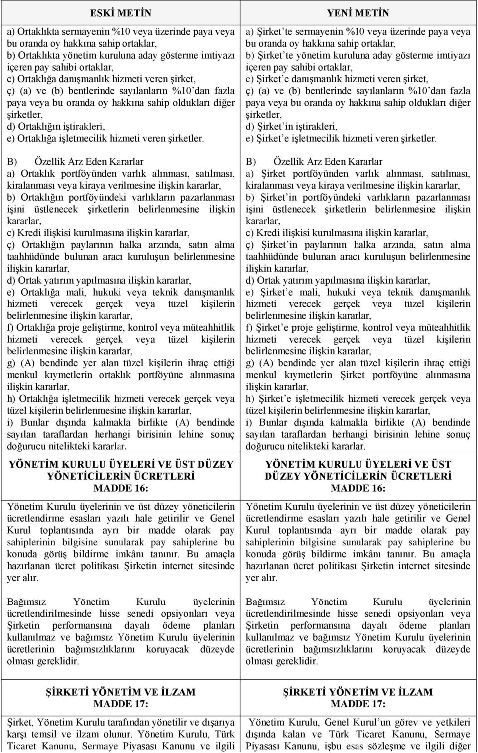 Şirket e danışmanlık hizmeti veren şirket, ç) (a) ve (b) bentlerinde sayılanların %10 dan fazla ç) (a) ve (b) bentlerinde sayılanların %10 dan fazla paya veya bu oranda oy hakkına sahip oldukları