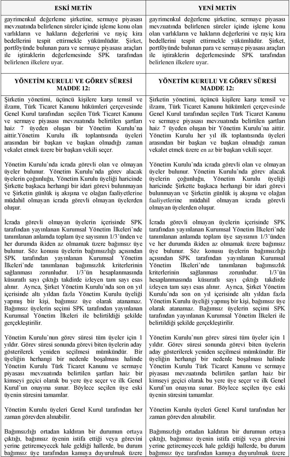 YÖNETİM KURULU VE GÖREV SÜRESİ YÖNETİM KURULU VE GÖREV SÜRESİ MADDE 12: MADDE 12: Şirketin yönetimi, üçüncü kişilere karşı temsil ve ilzamı, Türk Ticaret Kanunu hükümleri çerçevesinde Genel Kurul