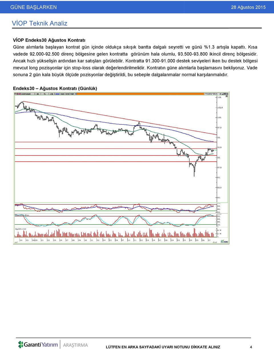 300-91.000 destek seviyeleri iken bu destek bölgesi mevcut long pozisyonlar için stop-loss olarak değerlendirilmelidir. Kontratın güne alımlarla başlamasını bekliyoruz.