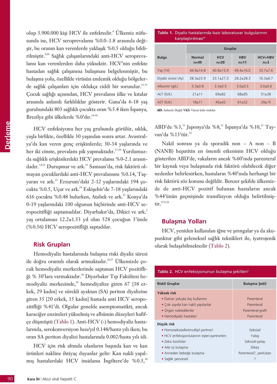 HCV nin enfekte hastadan sa l k çal flan na bulaflmas belgelenmifltir, bu bulaflma yolu, özellikle virüsün endemik oldu u bölgelerde sa l k çal flanlar için oldukça ciddi bir sorundur.