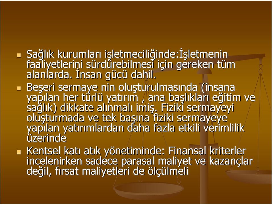 Fiziki sermayeyi oluşturmada ve tek başına fiziki sermayeye yapılan yatırımlardan daha fazla etkili verimlilik üzerinde