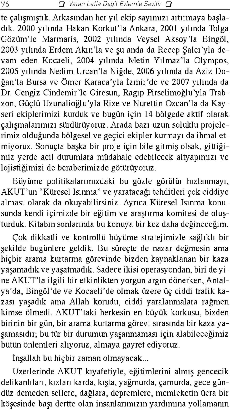 nda Metin Y lmaz la Olympos, 2005 y l nda Nedim Urcan la Ni de, 2006 y l nda da Aziz Do- an la Bursa ve Ömer Karaca yla zmir de ve 2007 y l nda da Dr.