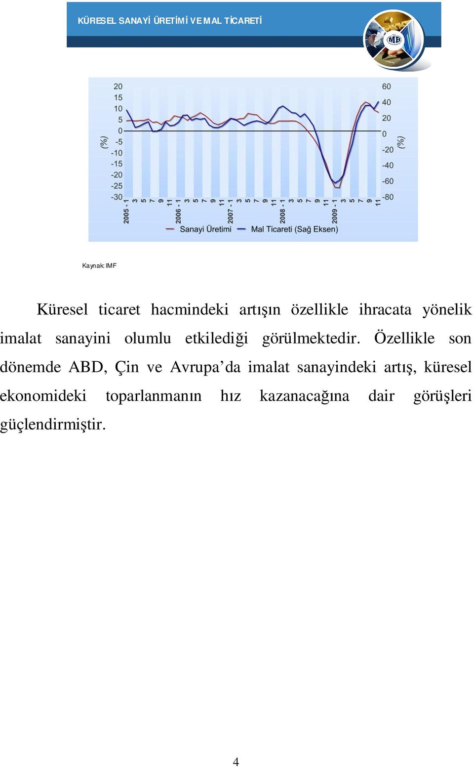 Özellikle son dönemde ABD, Çin ve Avrupa da imalat sanayindeki art, küresel