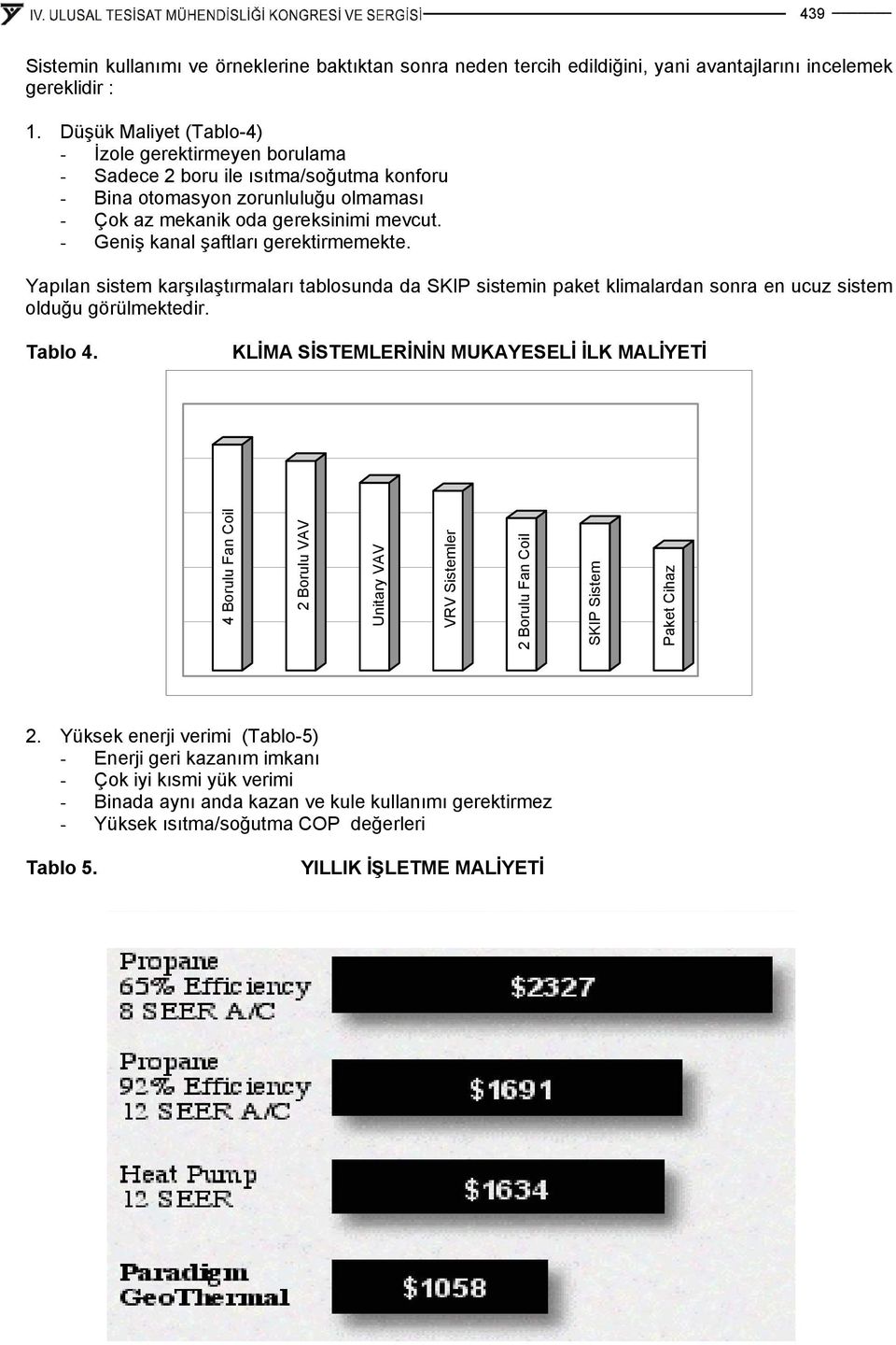 - Geniş kanal şaftları gerektirmemekte. Yapılan sistem karşılaştırmaları tablosunda da SKIP sistemin paket klimalardan sonra en ucuz sistem olduğu görülmektedir. Tablo 4.