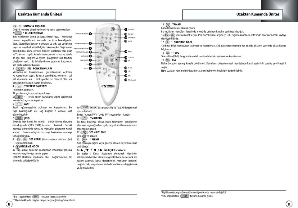 Tuşa tekrar basıldığında, daha ayrıntılı blgler gösteren yazı çıkar ve**: alınan uydu kanalı transponder hız ve servs le lgl bazı blgler ve ayrıca programın kısa tanıtım blglern verr.