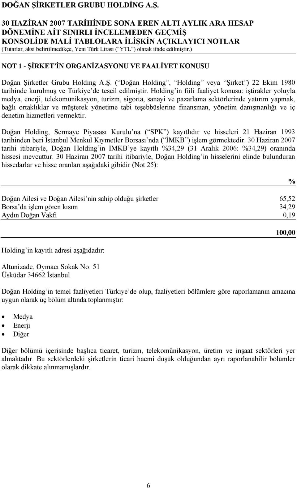 teşebbüslerine finansman, yönetim danışmanlığı ve iç denetim hizmetleri vermektir.