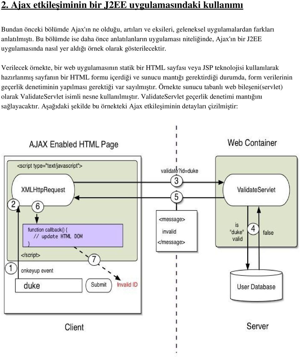 Verilecek örnekte, bir web uygulamasının statik bir HTML sayfası veya JSP teknolojisi kullanılarak hazırlanmış sayfanın bir HTML formu içerdiği ve sunucu mantığı gerektirdiği durumda, form