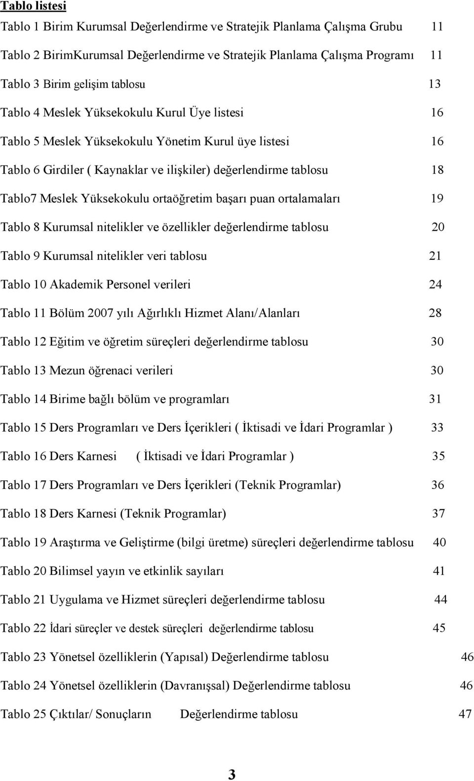 Yüksekokulu ortaöğretim başarı puan ortalamaları 19 Tablo 8 Kurumsal nitelikler ve özellikler değerlendirme tablosu 20 Tablo 9 Kurumsal nitelikler veri tablosu 21 Tablo 10 Akademik Personel verileri