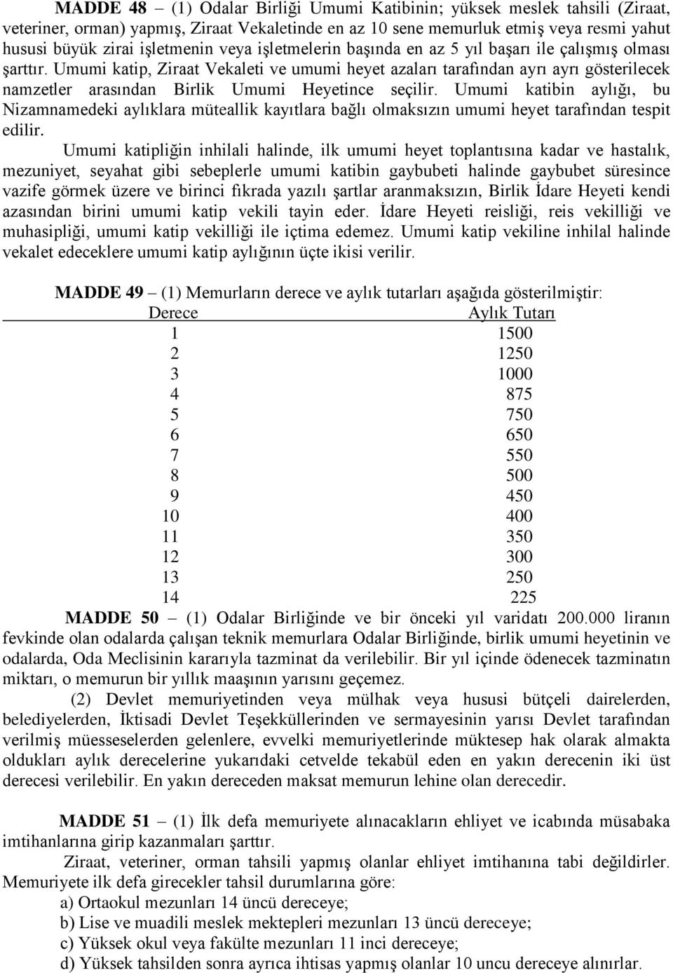 Umumi katip, Ziraat Vekaleti ve umumi heyet azaları tarafından ayrı ayrı gösterilecek namzetler arasından Birlik Umumi Heyetince seçilir.