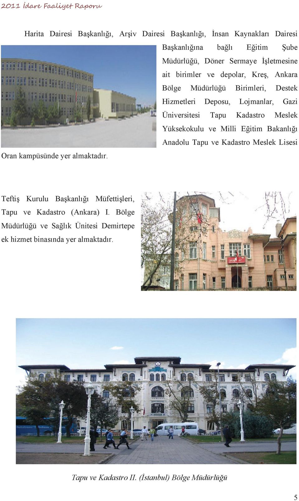 Yüksekokulu ve Milli E itim Bakanl Anadolu Tapu ve Kadastro Meslek Lisesi Oran kampüsünde yer almaktad r.