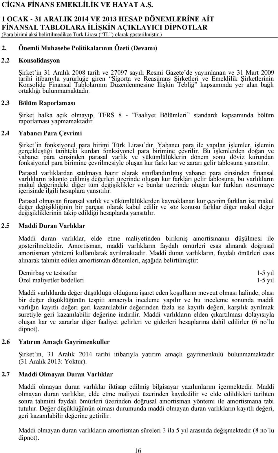 Konsolide Finansal Tablolarının Düzenlenmesine İlişkin Tebliğ kapsamında yer alan bağlı ortaklığı bulunmamaktadır. 2.