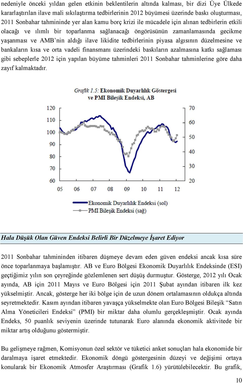 likidite tedbirlerinin piyasa algısının düzelmesine ve bankaların kısa ve orta vadeli finansmanı üzerindeki baskıların azalmasına katkı sağlaması gibi sebeplerle 2012 için yapılan büyüme tahminleri
