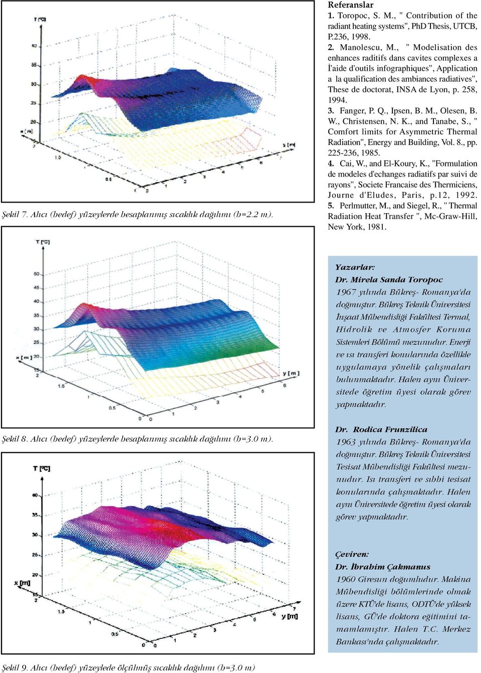 3. Fanger, P. Q., Ipsen, B. M., Olesen, B. W., Christensen, N. K., and Tanabe, S., " Comfort limits for Asymmetric Thermal Radiation", Energy and Building, Vol. 8., pp. 225-236, 1985. 4. Cai, W.