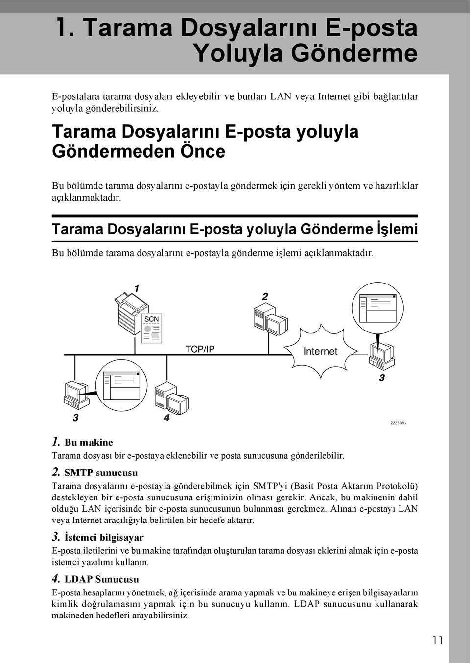 Tarama Dosyalarõnõ E-posta yoluyla Gönderme İşlemi Bu bölümde tarama dosyalarõnõ e-postayla gönderme işlemi açõklanmaktadõr. ZZZ508S 1.