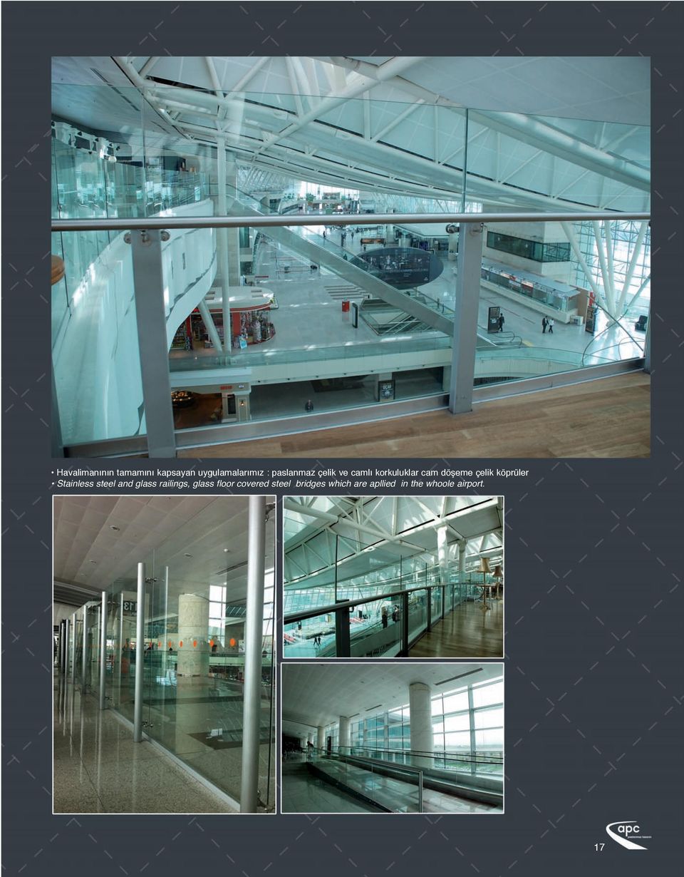 köprüler Stainless steel and glass railings, glass floor
