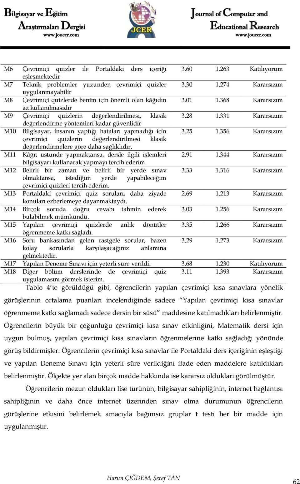 331 Kararsızım değerlendirme yöntemleri kadar güvenlidir M10 Bilgisayar, insanın yaptığı hataları yapmadığı için 3.25 1.