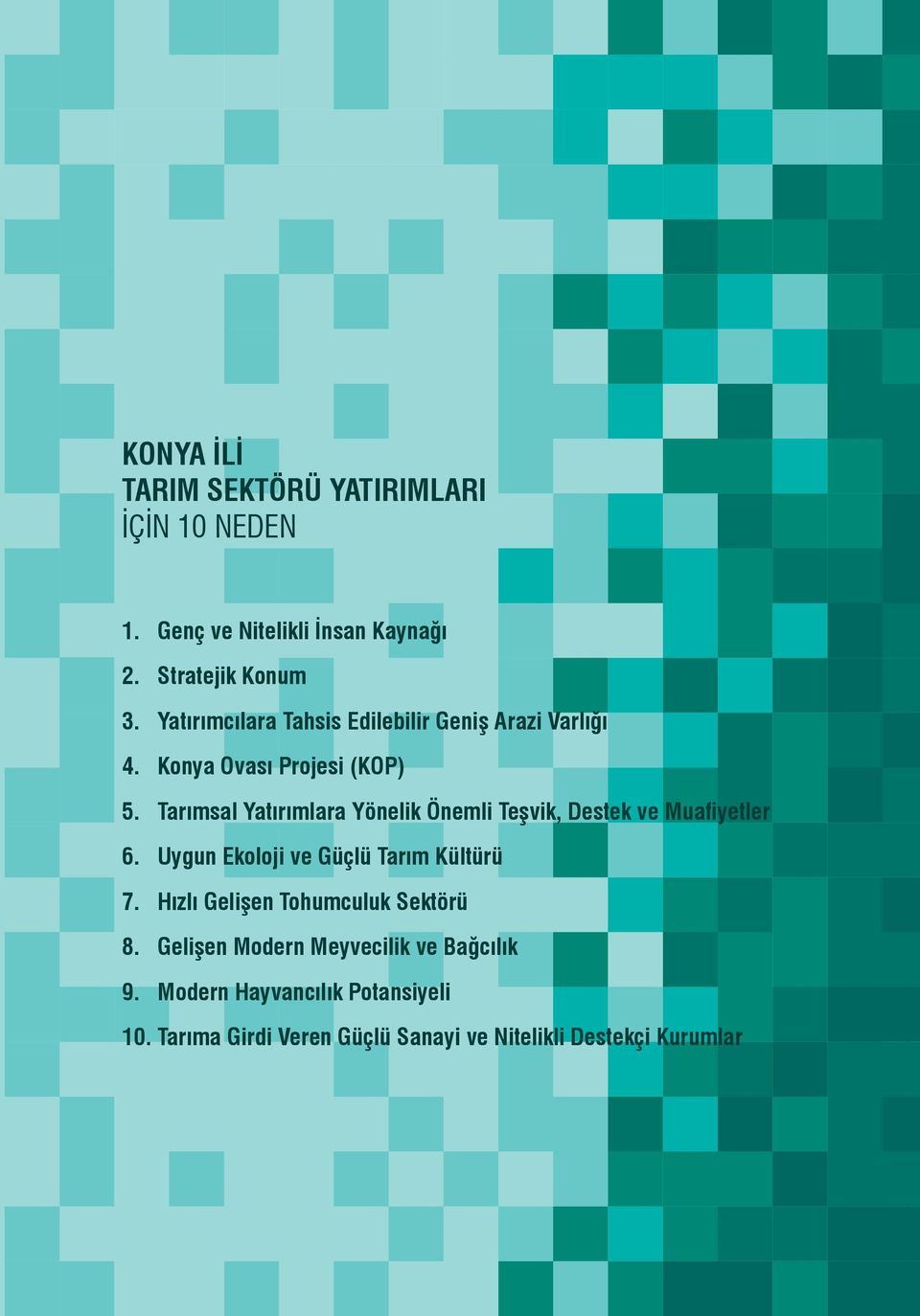 Tarımsal Yatırımlara Yönelik Önemli Teşvik, Destek ve Muafiyetler 6. Uygun Ekoloji ve Güçlü Tarım Kültürü 7.