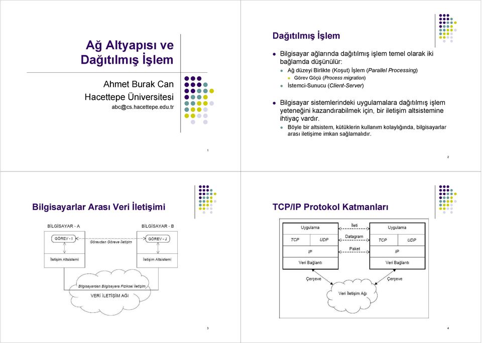 Görev Göçü (Process migration) İstemci-Sunucu (Client-Server) Bilgisayar sistemlerindeki uygulamalara dağıtılmış işlem yeteneğini kazandırabilmek için,