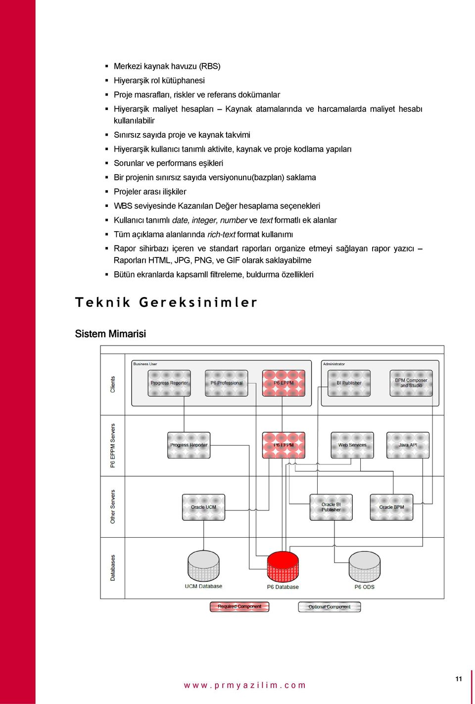 saklama Projeler arası ilişkiler WBS seviyesinde Kazanılan Değer hesaplama seçenekleri Kullanıcı tanımlı date, integer, number ve text formatlı ek alanlar Tüm açıklama alanlarında rich-text format