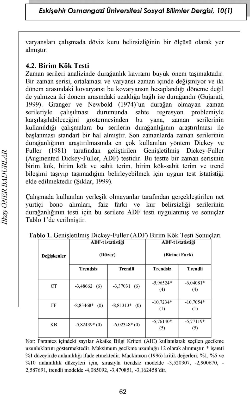 durağandır (Gujarati, 1999).