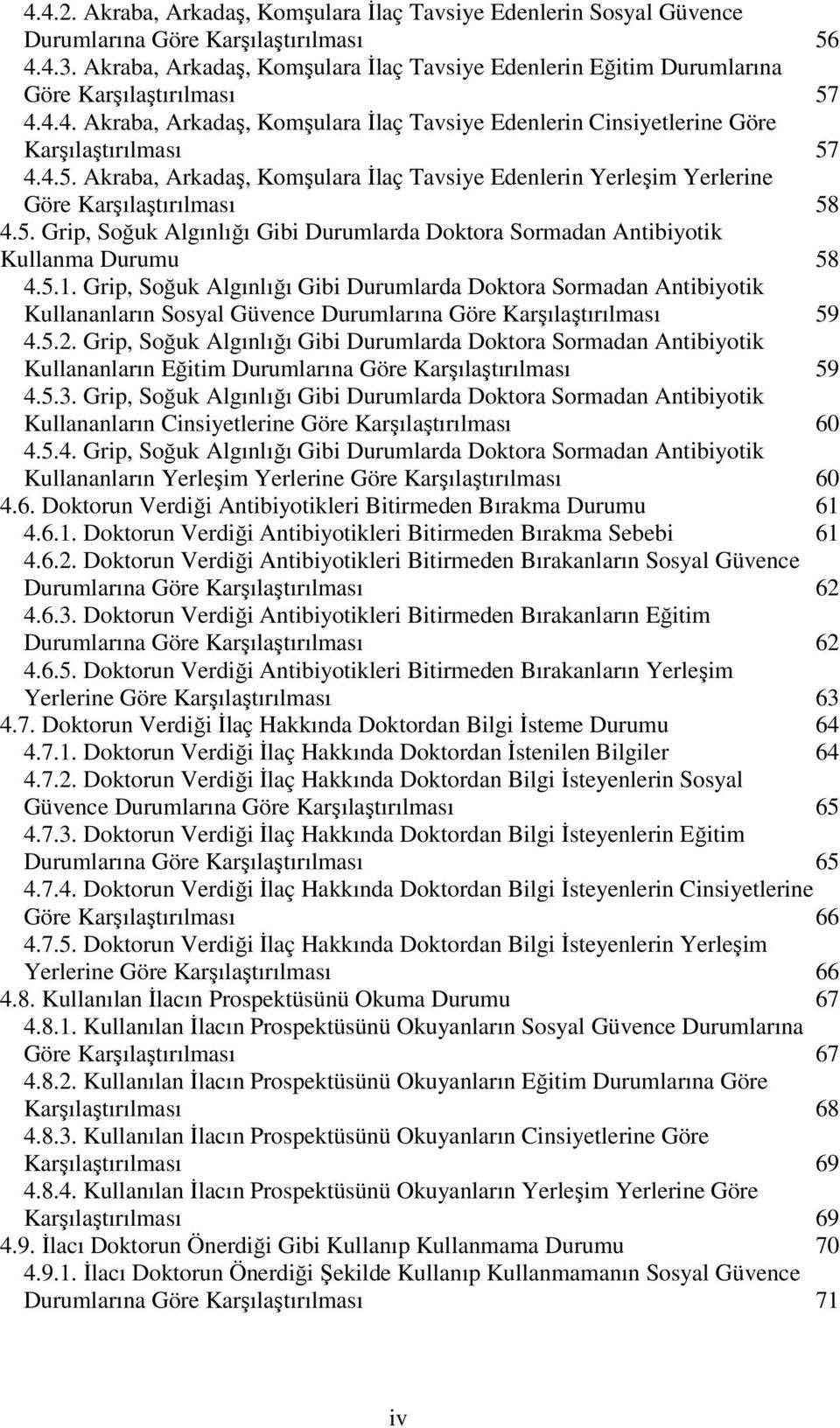 5. Grip, Soğuk Algınlığı Gibi Durumlarda Doktora Sormadan Antibiyotik Kullanma Durumu 58 4.5.1.