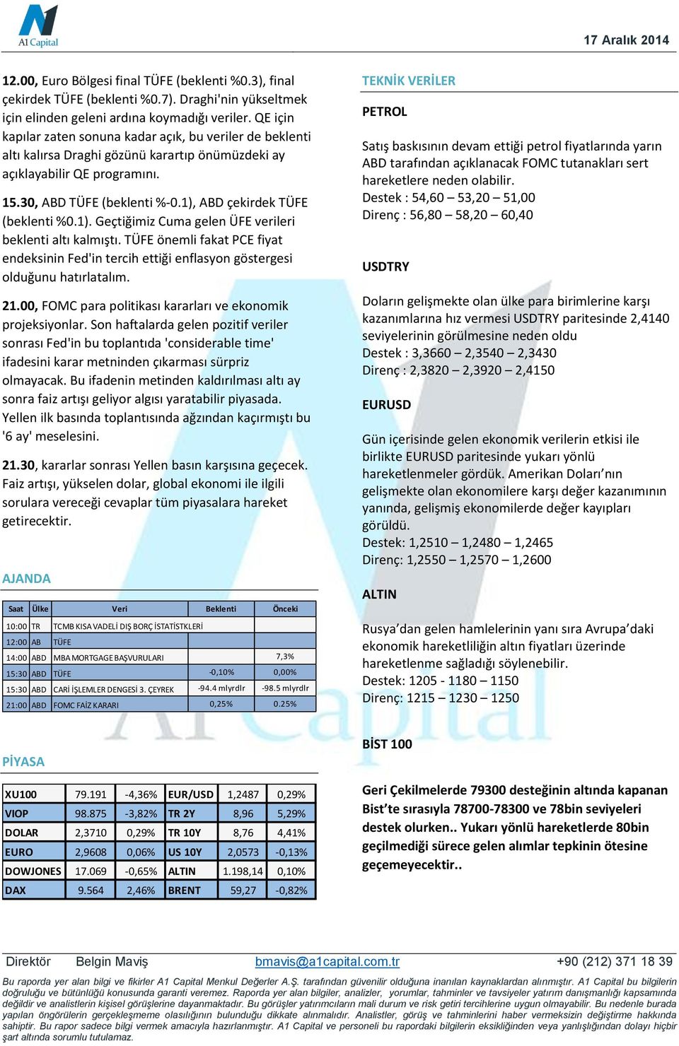 1), ABD çekirdek TÜFE (beklenti %0.1). Geçtiğimiz Cuma gelen ÜFE verileri beklenti altı kalmıştı.