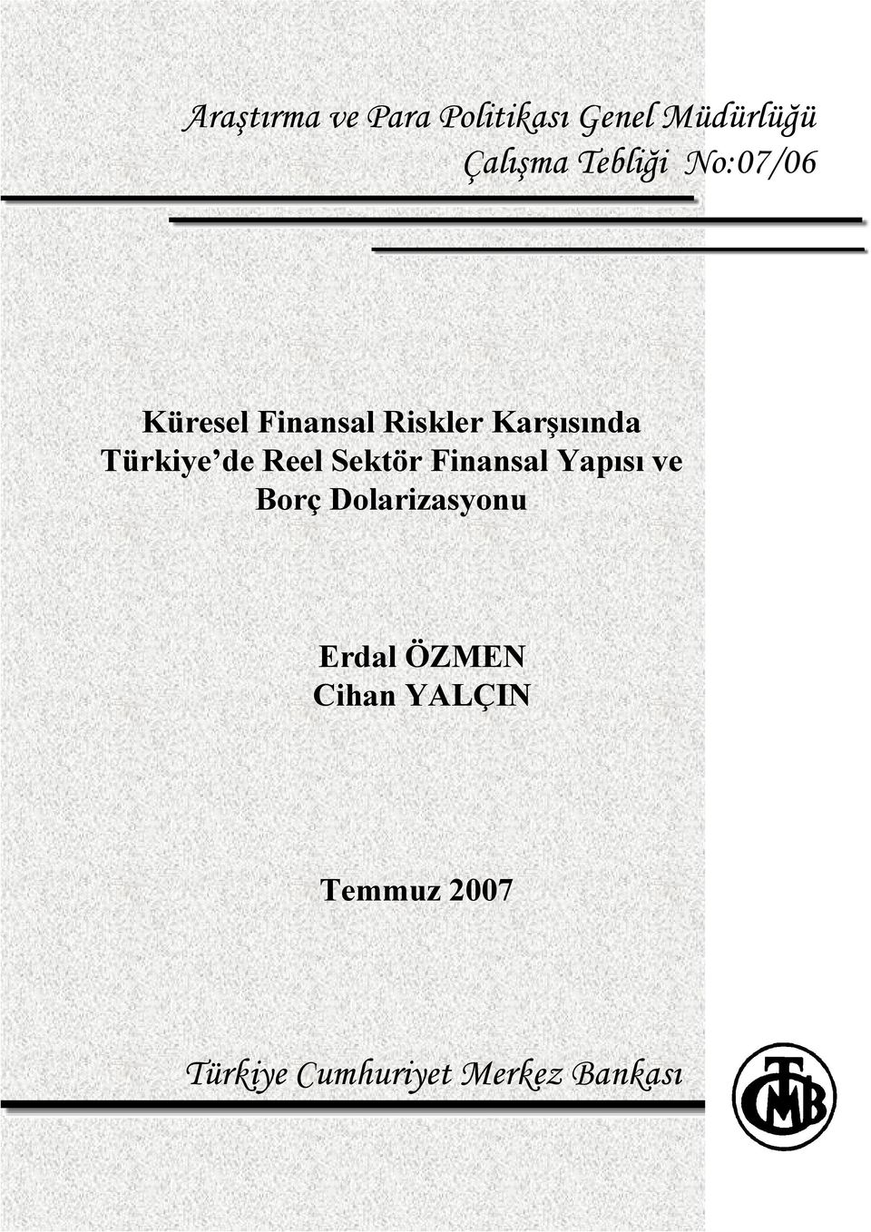 Türkiye de Reel Sektör Finansal Yapısı ve Borç