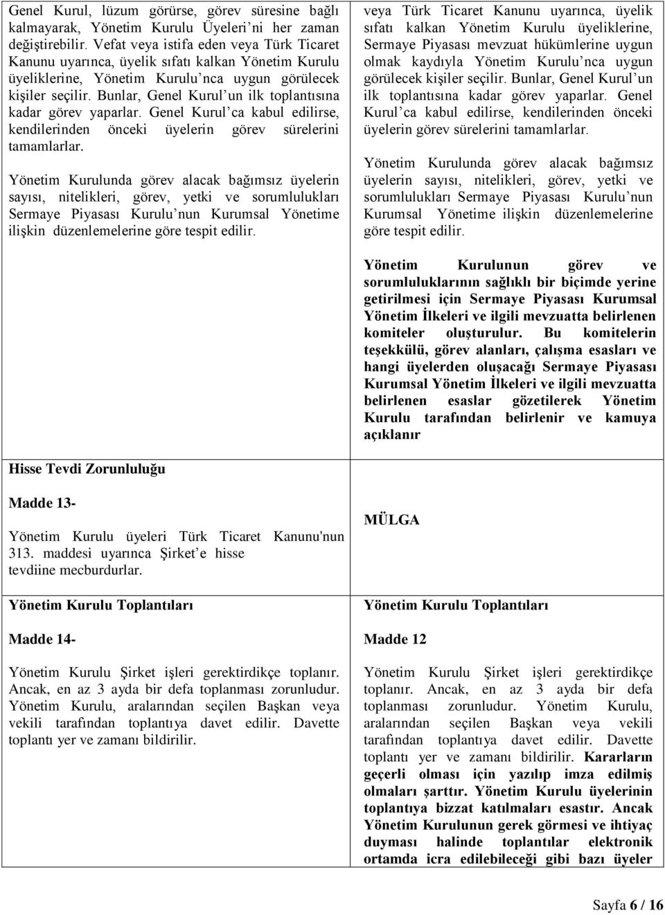 Bunlar, Genel Kurul un ilk toplantısına kadar görev yaparlar. Genel Kurul ca kabul edilirse, kendilerinden önceki üyelerin görev sürelerini tamamlarlar.