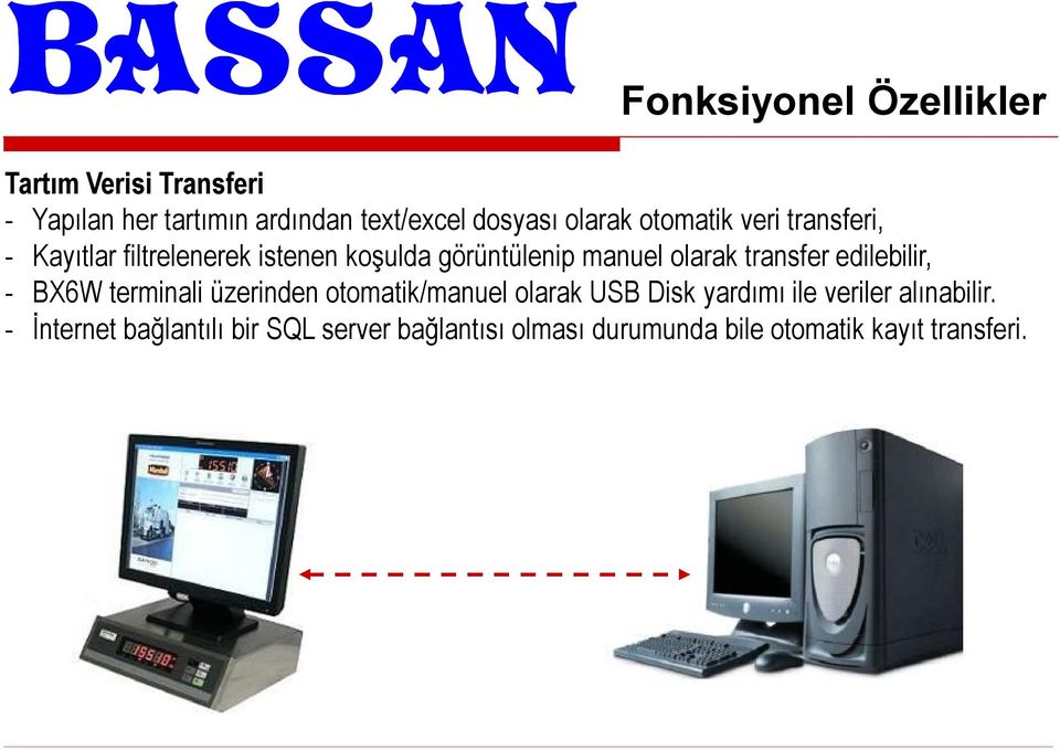 transfer edilebilir, - BX6W terminali üzerinden otomatik/manuel olarak USB Disk yardımı ile veriler