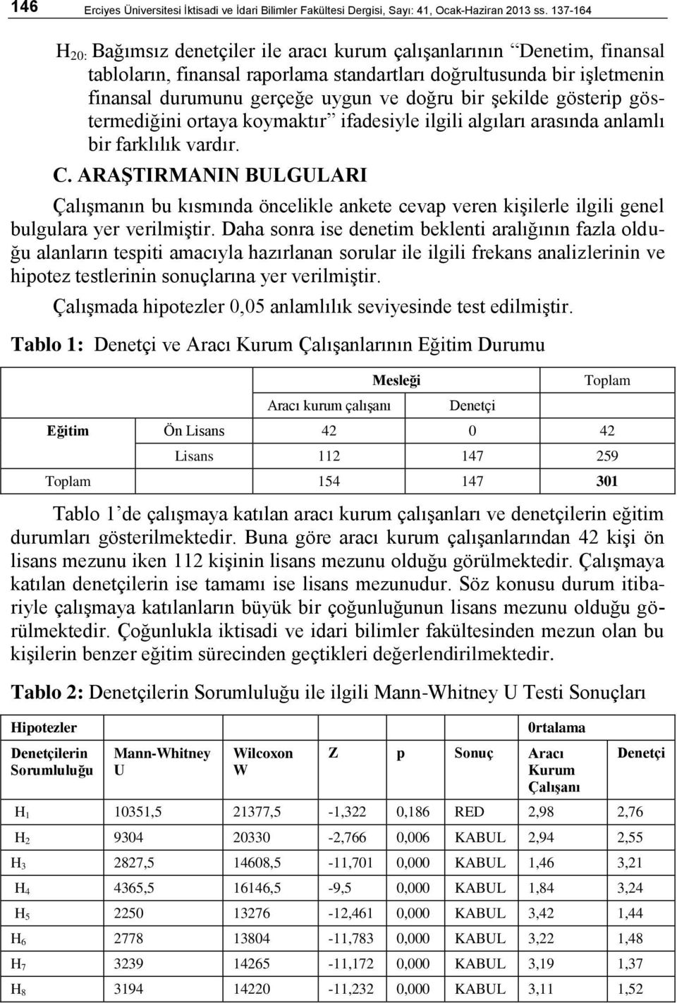 bir Ģekilde gösterip göstermediğini ortaya koymaktır ifadesiyle ilgili algıları arasında anlamlı bir farklılık vardır. C.