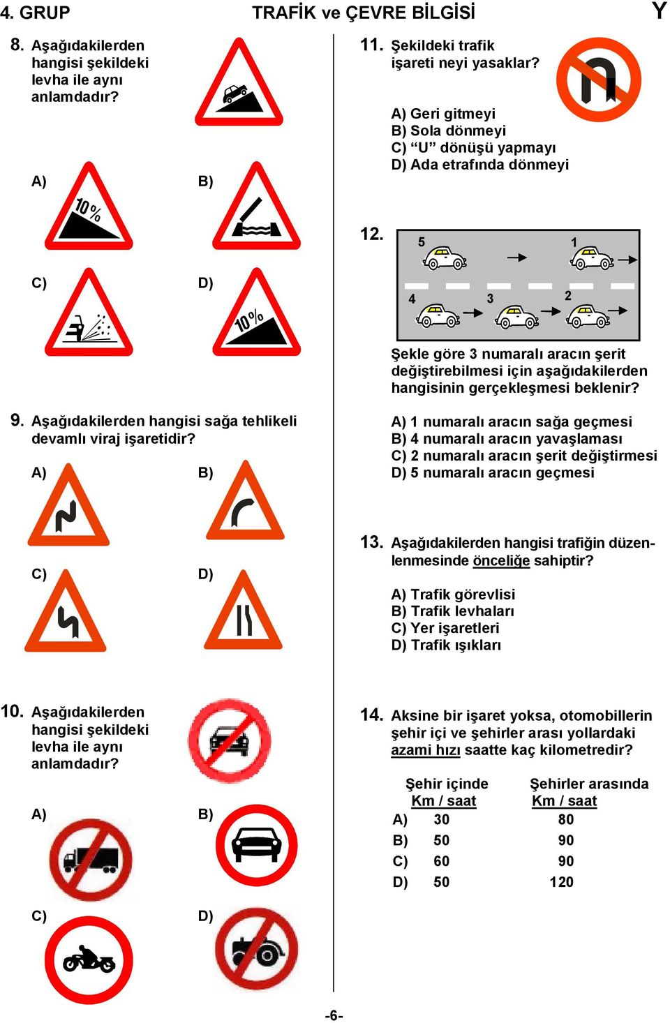 Aşağıdakilerden hangisi sağa tehlikeli devamlı viraj işaretidir?