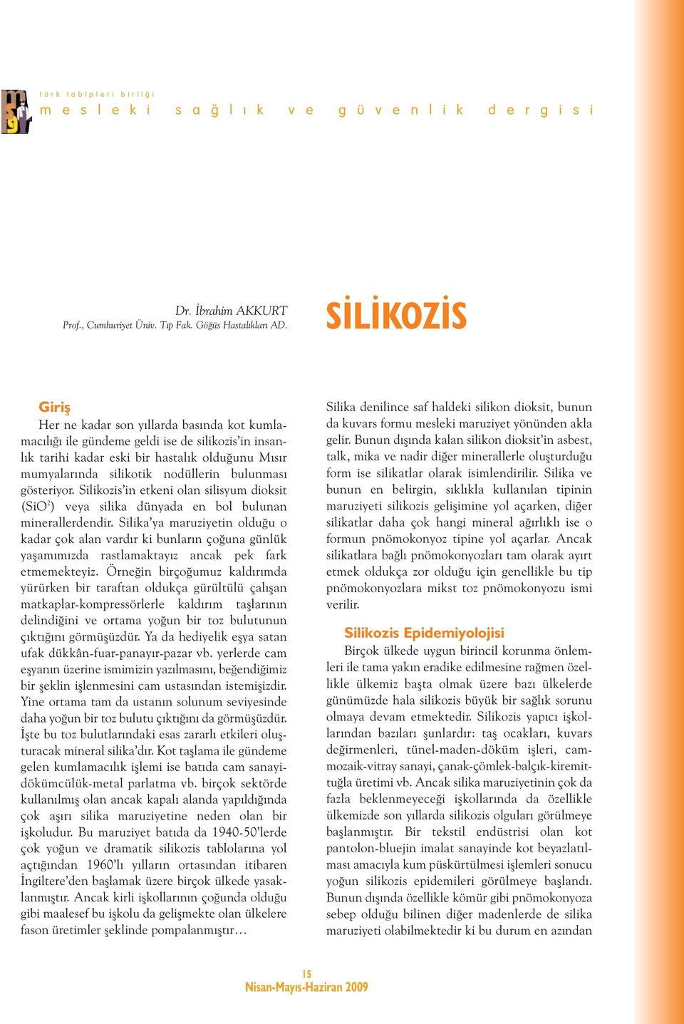 bulunması gösteriyor. Silikozis in etkeni olan silisyum dioksit (SiO 2 ) veya silika dünyada en bol bulunan minerallerdendir.