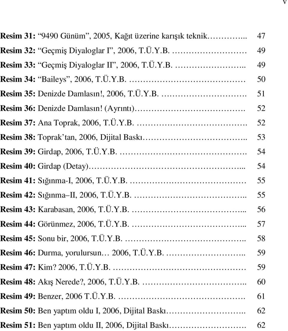 .. 54 Resim 41: Sığınma-I, 2006, T.Ü.Y.B. 55 Resim 42: Sığınma II, 2006, T.Ü.Y.B... 55 Resim 43: Karabasan, 2006, T.Ü.Y.B.... 56 Resim 44: Görünmez, 2006, T.Ü.Y.B.... 57 Resim 45: Sonu bir, 2006, T.Ü.Y.B... 58 Resim 46: Durma, yorulursun 2006, T.