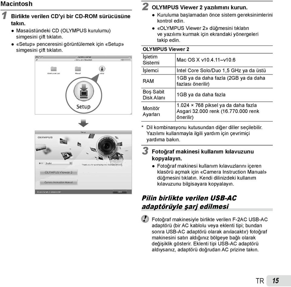 OLYMPUS Viewer 2 İşletim Mac OS X v10.4.11 v10.