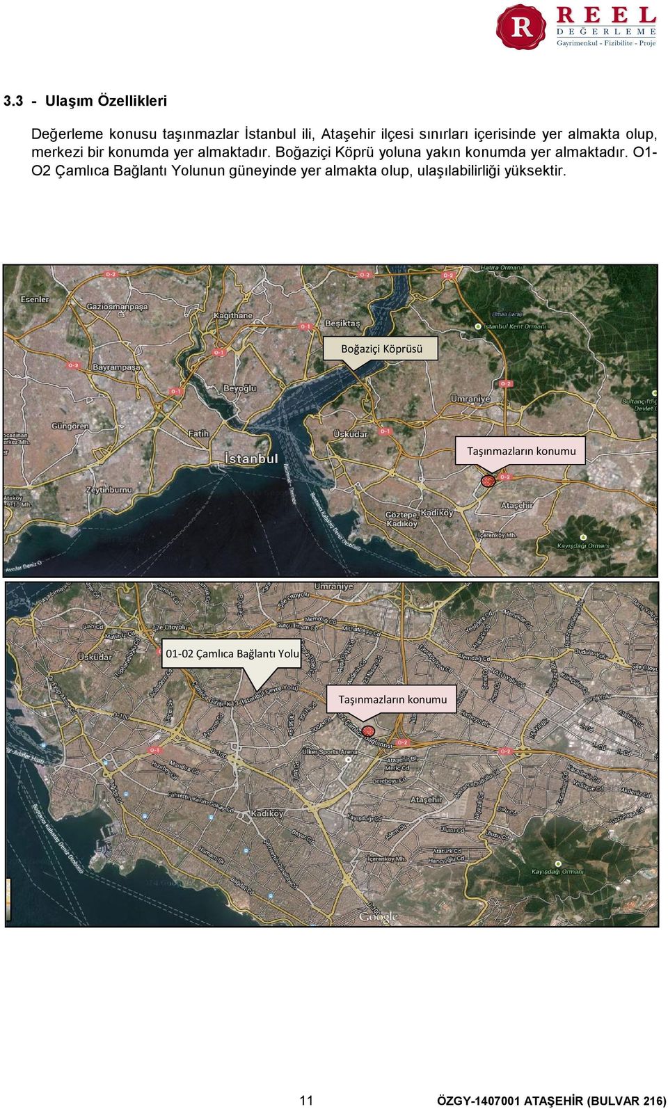 O1- O2 Çamlıca Bağlantı Yolunun güneyinde yer almakta olup, ulaşılabilirliği yüksektir.