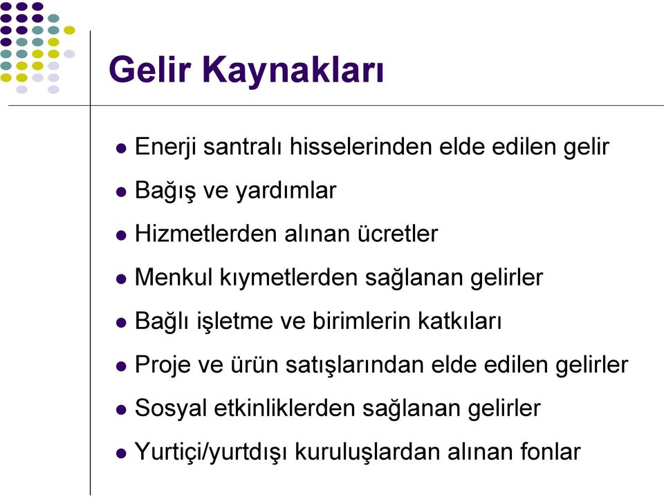 Bağlı işletme ve birimlerin katkıları Proje ve ürün satışlarından elde edilen