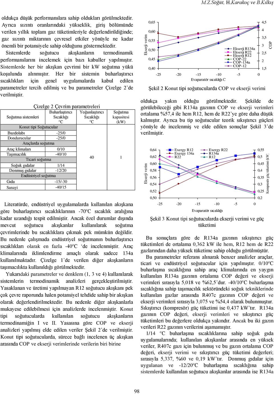 sahip olduğunu göstermektedir. Sistemlerde soğutucu akıģkanların termodinamik performanslarını incelemek için bazı kabuller yapılmıģtır.