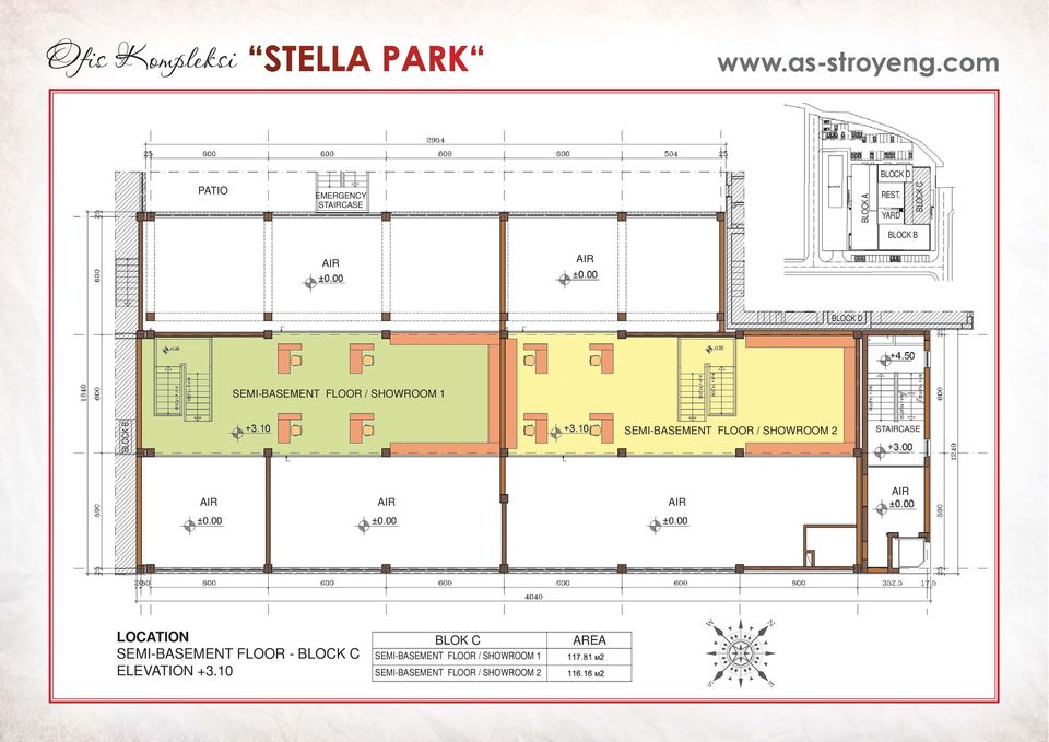 AIR SEMI-BASEMENT FLOOR - ELEVATION +3.