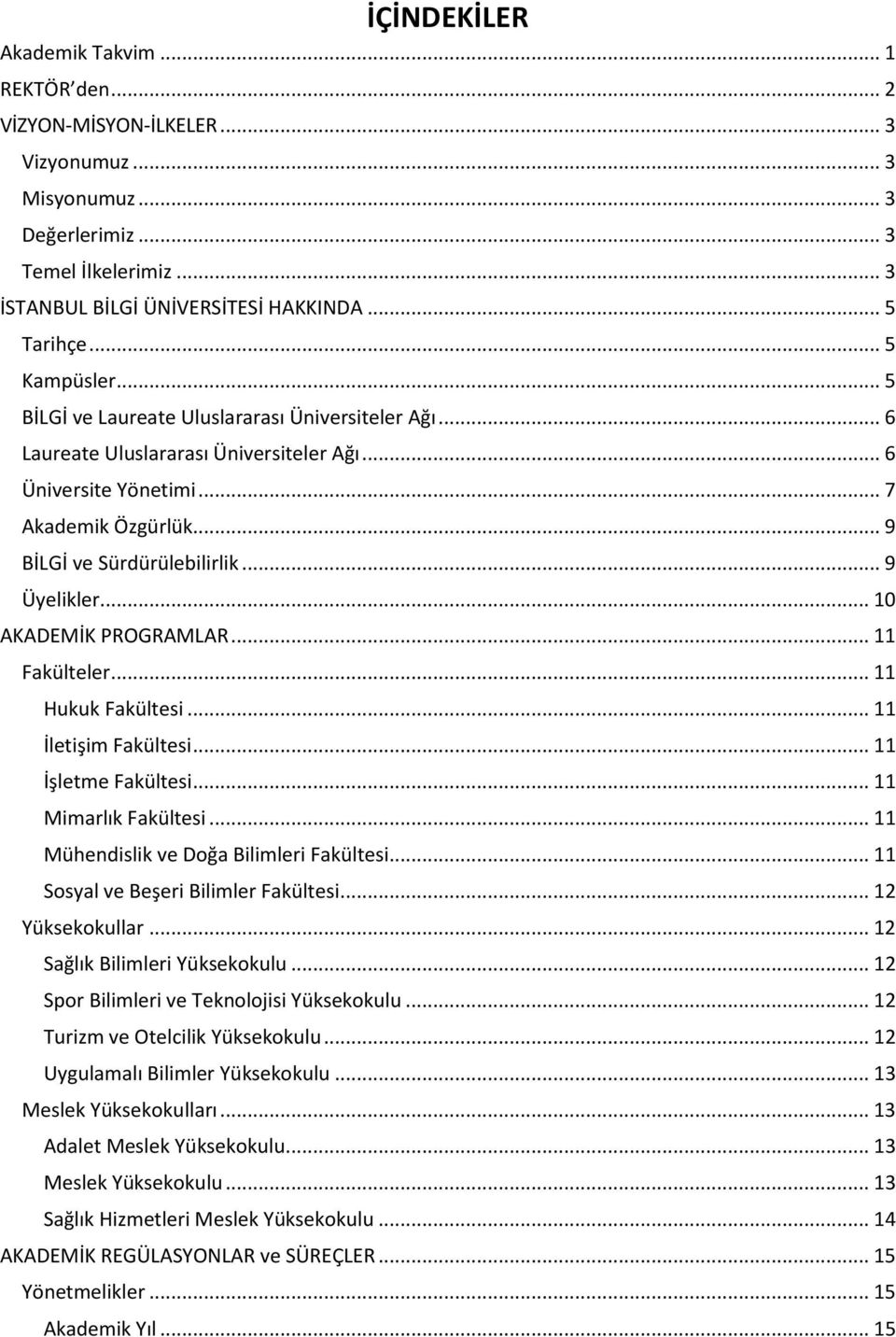 .. 9 Üyelikler... 10 AKADEMİK PROGRAMLAR... 11 Fakülteler... 11 Hukuk Fakültesi... 11 İletişim Fakültesi... 11 İşletme Fakültesi... 11 Mimarlık Fakültesi... 11 Mühendislik ve Doğa Bilimleri Fakültesi.