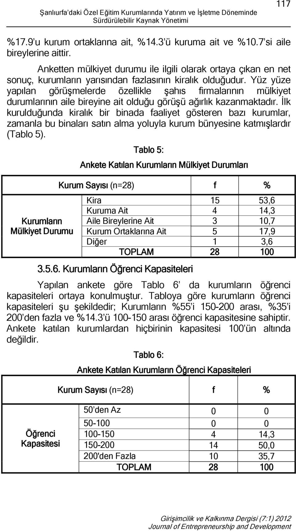 Yüz yüze yapılan görüşmelerde özellikle şahıs firmalarının mülkiyet durumlarının aile bireyine ait olduğu görüşü ağırlık kazanmaktadır.